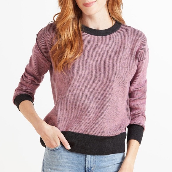 Roan + Ryan Evereve Black/Lilac Harper Pullover Striped Sweater Medium - Picture 2 of 13